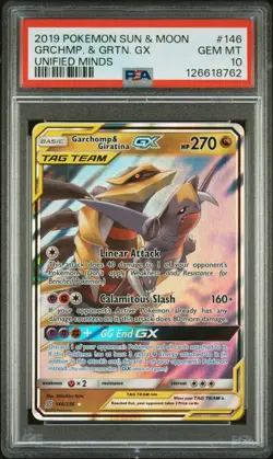 Pokemon Garchomp & Giratina GX 146/236 Unified Minds Holo EN 2019 PSA 10 - Image 1