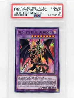 2020 YU-GI-OH! TIN OF LOST MEMORIES 1ST EDITION RED-EYES DARK DRAGOON PSA 9 - Image 1