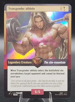 2025 World War Woke - Transgender Athlete ULTRA RARE HOLO 1st Edition - Image 1