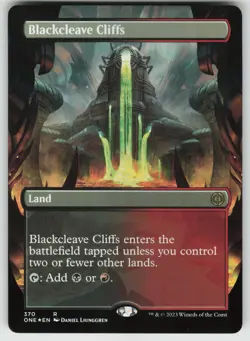 MTG Blackcleave Cliffs (Borderless) Foil Phyrexia: All Will Be One # 370 NM - Image 1