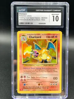 CGC 10 Charizard 003/034 CLC 2023 Pokemon TCG Classic English Card - Image 1