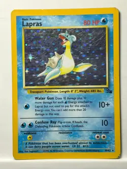 Lapras 10/62 Rare Fossil Pokemon Unlimited Holo MP Ken Sugimori - Image 1