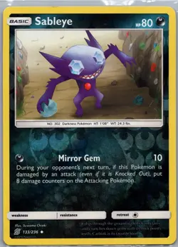 Pokemon Sableye SM - Unified Minds 133/236 Reverse Holofoil Lightly Played - Image 1