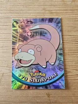 2000 Topps Pokemon TV #79 Slowpoke Rainbow Foil Blue Logo Light Play - Image 1