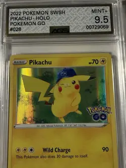 Pikachu AGS 9.5 2022 Pokemon GO English Holo Rare #028/078 Graded - Image 3