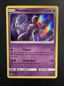 Pokemon TCG Mewtwo Detective Pikachu Holo Card 12/18 NM Condition - Image 1