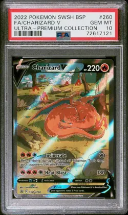 CHARIZARD V 2022 POKEMON SWSH BSP #SWSH260 FULL ART UPC PSA 10 - Image 1
