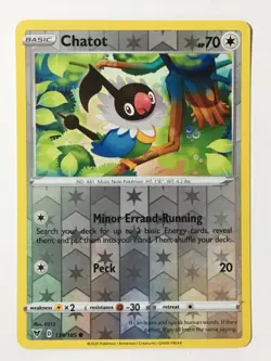 Chatot 139/185 Reverse Holo Common Vivid Voltage Pokemon Pack Fresh - Image 1