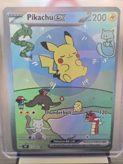 Pokemon Fan Art Card Bubble Pikachu SIR (Textured) Featuring Shiny Mew - Image 1