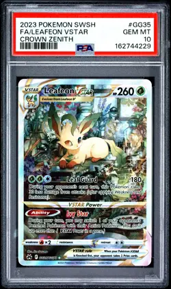 2023 POKEMON SWORD & SHIELD CROWN ZENITH #GG35 FULL ART/LEAFEON VSTAR PSA 10 - Image 1