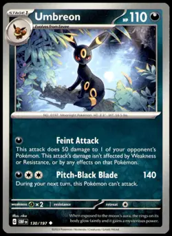 Umbreon 130/197 Uncommon Obsidian Flames Pokemon Near Mint - Image 1