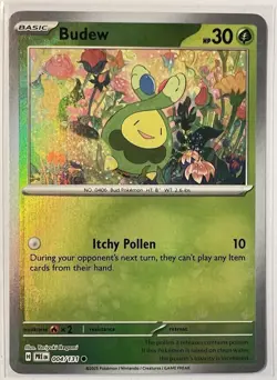 Pokemon TCG Budew (Master Ball Pattern) 004/131 Prismatic Evolutions Holo NM - Image 2