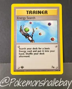 Energy Search 1st Edition 59/62 - Fossil Set *EXC* Common Pokemon Card - Image 1