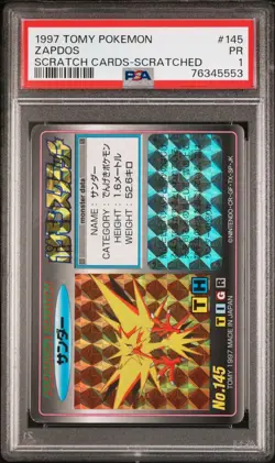 PSA 1 - Tomy Pokemon Scratch Card - Zapdos #145 SCRATCHED - Low Pop - Image 1