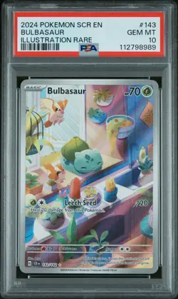 2024 POKEMON SCR EN-STELLAR CROWN ILLUSTRATION RARE #143 BULBASAUR PSA 10 - Image 1