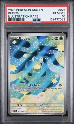 2026 Pokemon Ascended Heroes Budew Illustration Rare Holo 221/217 PSA 10 - Image 1