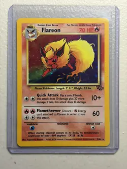 Wizards of the Coast Flareon 3/64 Jungle Unlimited Holo Rare Eng 70 HP 1999 - Image 1
