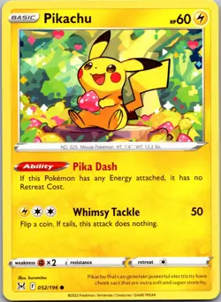 PIKACHU 052/196 C LOST ORIGIN POKEMON NM - Image 1