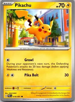 PIKACHU 018/091 C PALDEAN FATES POKEMON NM - Image 1
