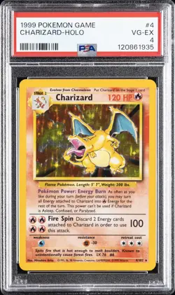 1999 POKEMON GAME #4 CHARIZARD-HOLO PSA 4 - Image 1