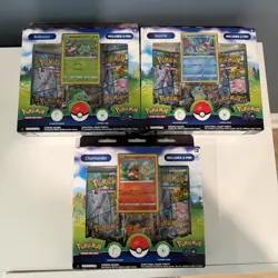 Pokemon TCG: GO Pin Collection Set of 3 Charmander Squirtle Bulbasaur New Sealed - Image 1