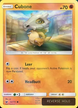 Cubone Reverse Holo Crimson Invasion #52 Pokemon TCG - Image 1