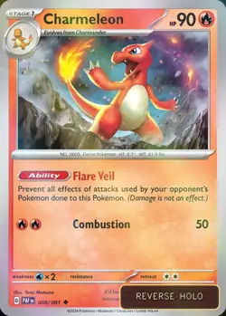 Charmeleon Reverse Holo Paldean Fates #008 Pokemon TCG - Image 1