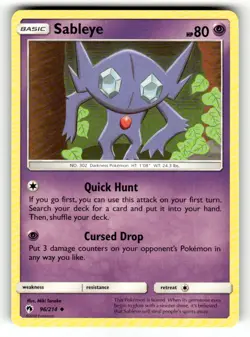 Sableye 96/214 Uncommon Lost Thunder Pokemon Near Mint - Image 1