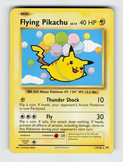 Flying Pikachu 110/108 Secret Rare Evolutions Pokemon 2016 Moderately Played - Image 1