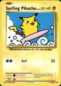 Surfing Pikachu 111/108 Secret Rare Evolutions Pokemon Moderately Played - Image 1