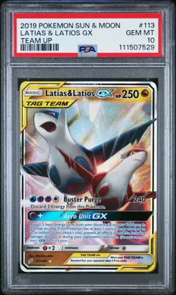 2019 POKEMON SM TEAM UP LATIAS & LATIOS GX #113 PSA 10 GEM MINT #111507529 - Image 1