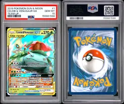 Pokemon TCG Celebi & Venusaur GX Holo Ultra Rare Card Team Up 1/181 PSA 10 - Image 3