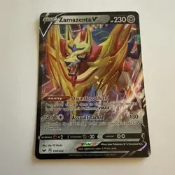 ZAMAZENTA V 139/202 HOLO V RARE SWORD & SHIELD POKEMON LP - Image 1