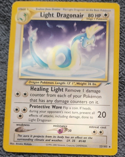 Pokemon TCG Light Dragonair 22/105 Neo Destiny Rare Regular English 80HP 2000 - Image 1