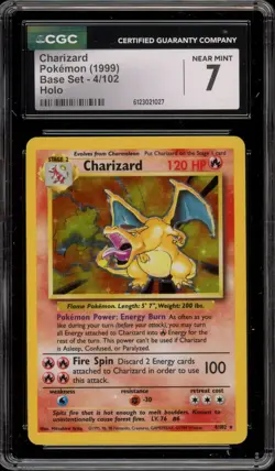 Pokemon Charizard Base Set Unlimited Holo Rare #4 CGC 7 - Image 1