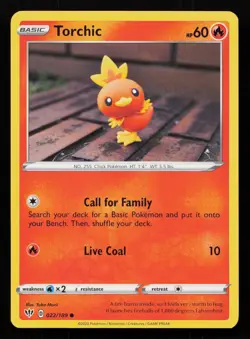Torchic 022/189 Common Darkness Ablaze Yuka Morii Pokemon NM - Image 1