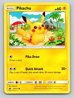 Pikachu 30/111 Common Crimson Invasion Pokemon LP - Image 1