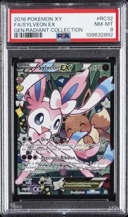 2016 POKEMON XY GENERATIONS RADIANT COLLECTION #RC32 FULL ART/SYLVEON EX PSA 8 - Image 1