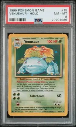 POKEMON 1999 VENUSAUR HOLO BASE SET PSA 8 - Image 1