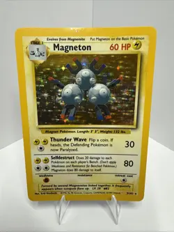 Pokemon Magneton Base Set Holo Rare Card 9/102 60HP WOTC 1999 MP Condition - Image 1