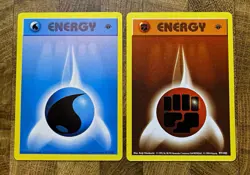 1st Edition Pokemon WOTC Base Set 1999 Energy 2 Cards Water Fighting - Image 1