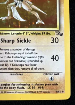 Kabutops Fossil Holo 9/62 Unlimited 1999 Pokemon Card Rare WOTC - LP/MP - Image 5