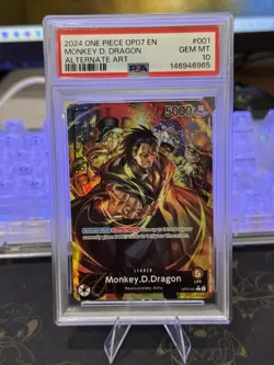 One Piece TCG Monkey D. Dragon OP07-001 Alternate Art Leader PSA 10 - Image 1