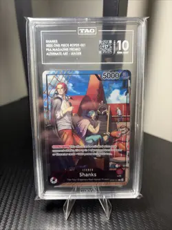 TAG 10 SHANKS 2025 ONE PIECE PSA MAGAZINE PROMO #OP09-001 LEADER - Image 1