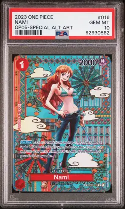 One Piece OP01-016 Nami OP05 Special SP Alternate Alt Art ENG PSA 10 - Image 1