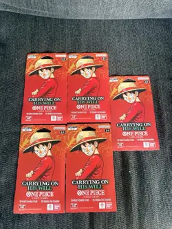 One Piece OP-13 Carrying On His Will Sleeved Booster Pack Lot x5 English Sealed - Image 1