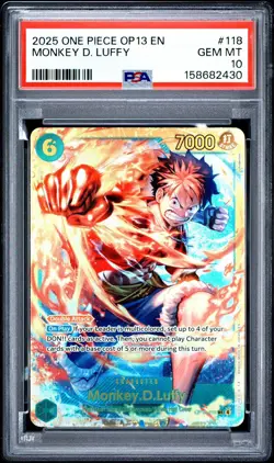 ONE PIECE OP13-118 CARRYING ON HIS WILL #118 MONKEY D. LUFFY PSA 10 SEC ENGLISH - Image 1
