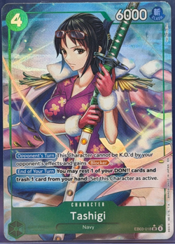 2025 One Piece TCG Tashigi EB03-018 SR Alternate Art Parallel Heroines Edition N - Image 1