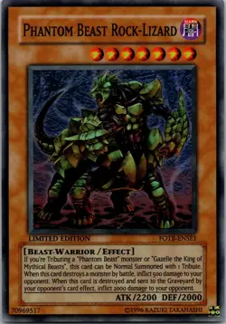 Yugioh Phantom Beast Rock-Lizard FOTB-ENSE1 Limited Edition Super Rare NM - Image 1