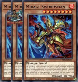 Yugioh! 3x Mirage Swordsman MZMI-EN003 Rare 1st Ed NM - Image 1